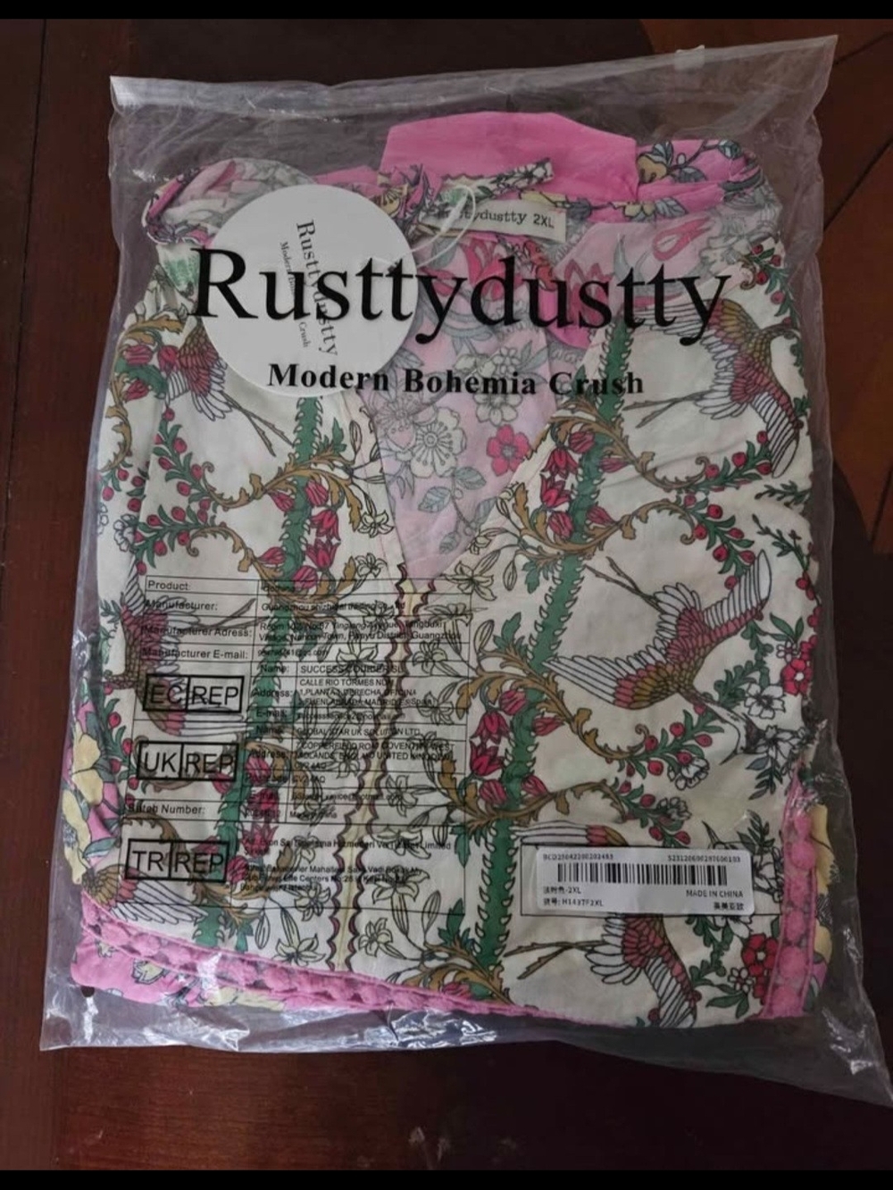 Bohemian Floral Flutter Sleeve Dress in Pink - Rusttydustty 2XL